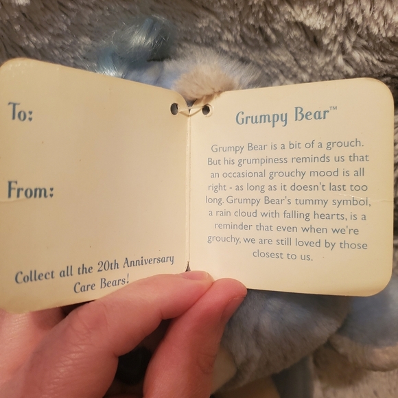 Vintage 13 inch 2002 20th anniversary Carlton Cards Grumpy Bear with Tags - Picture 9 of 13